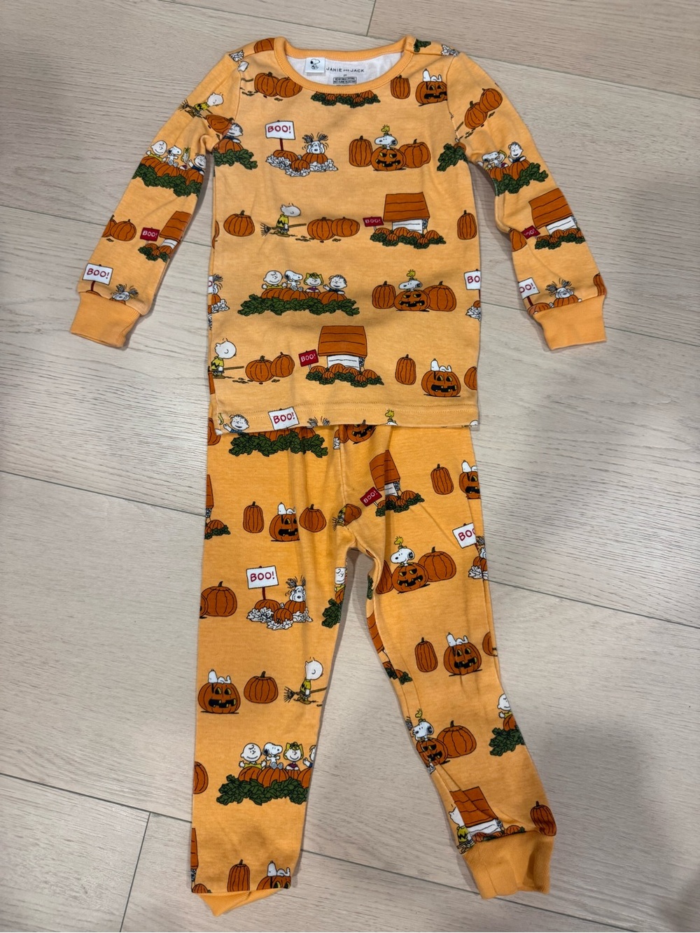 Janie and Jack Peanuts Orange Great Pumpkin Pajama Set | 2T